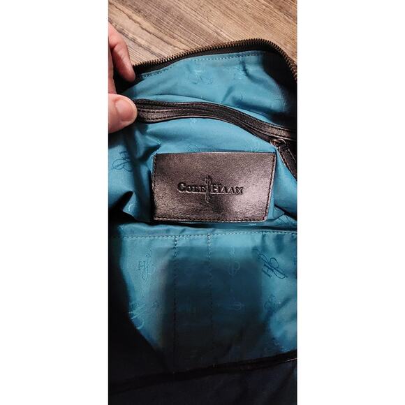 Pre-owned Cole Haan Leopard Print Travel Bag Blue Interior Bx40 - Picture 7 of 9